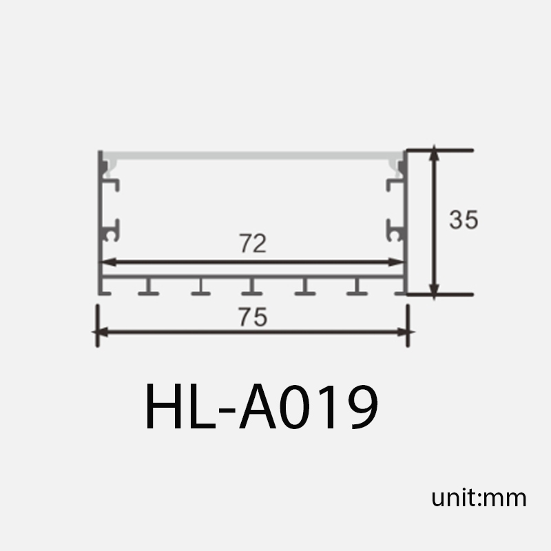 HL-A019 Aluminum Profile - Inner Width 64.3mm(2.53inch) - LED Strip Anodizing Extrusion Channel